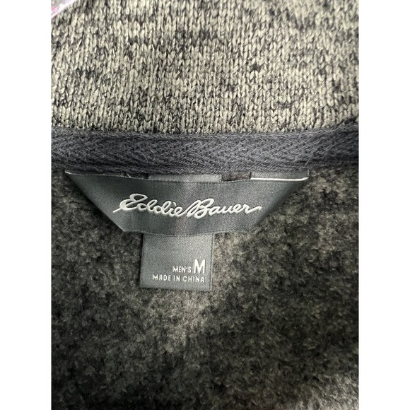 Eddie Bauer Pullover Men's Sz M Gray Long Sleeve Logo‎ Collar 3 Snaps - Picture 3 of 9
